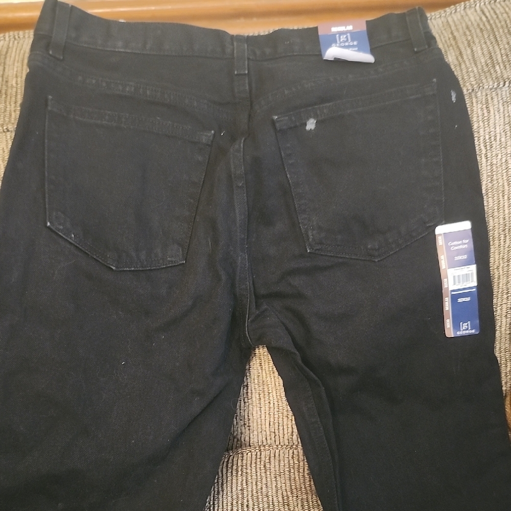 George Men's Relaxed Fit Black Jeans